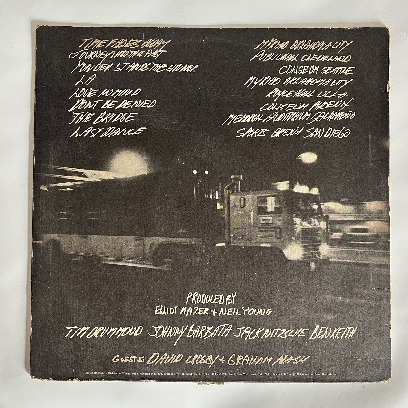 Neil Young TIME FADES AWAY Vinyl LP Record w/lyric poster VG/VG+ 1973