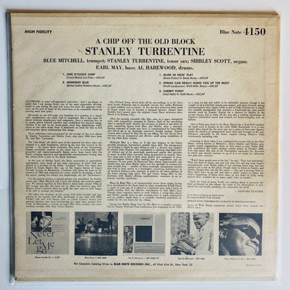 Stanley Turrentine A CHIP OFF THE OLD BLOCK  Vinyl LP Record IST PRESS Mono VG+