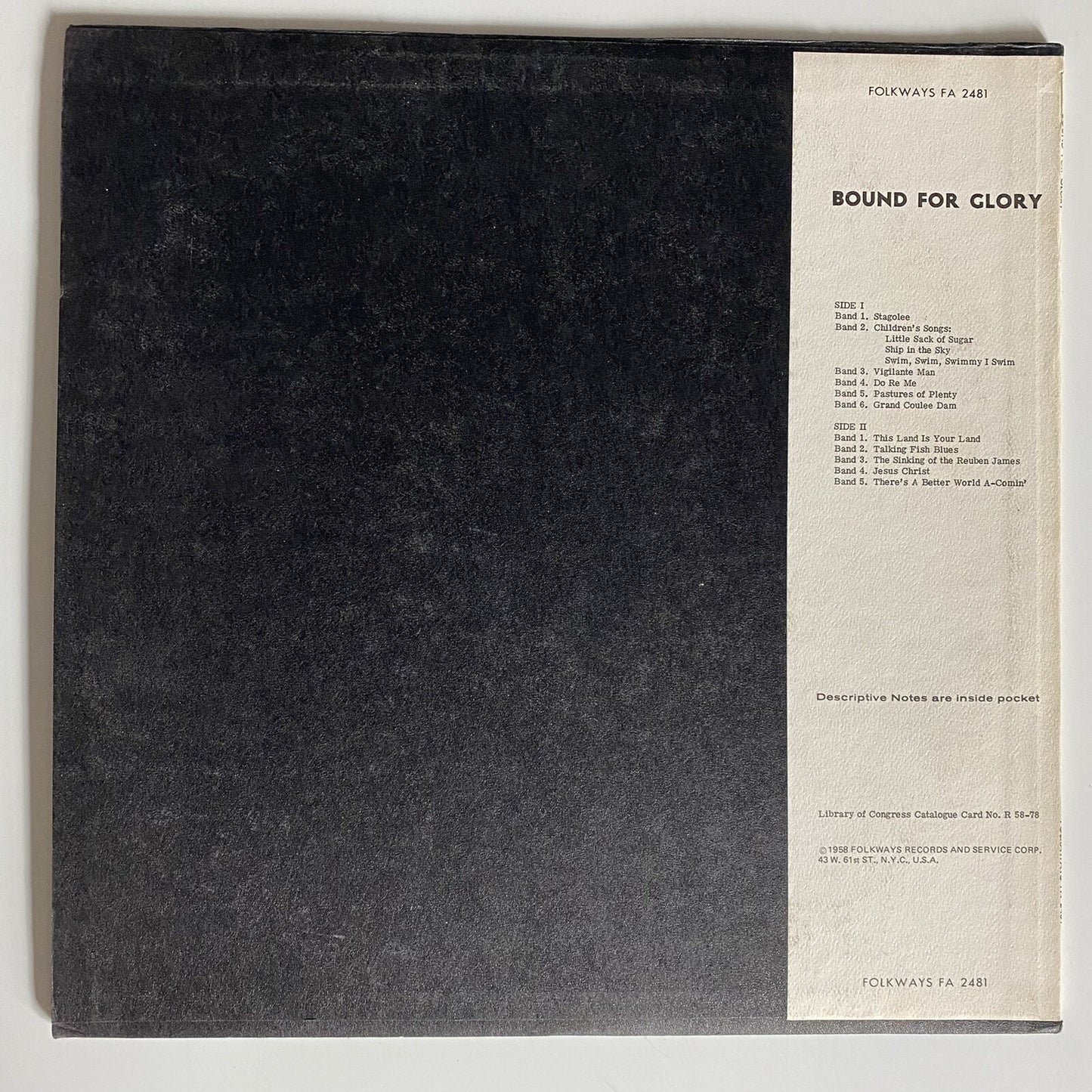 Woody Guthrie BOUND FOR GLORY THE SONGS & STORY Vinyl LP Record VG+
