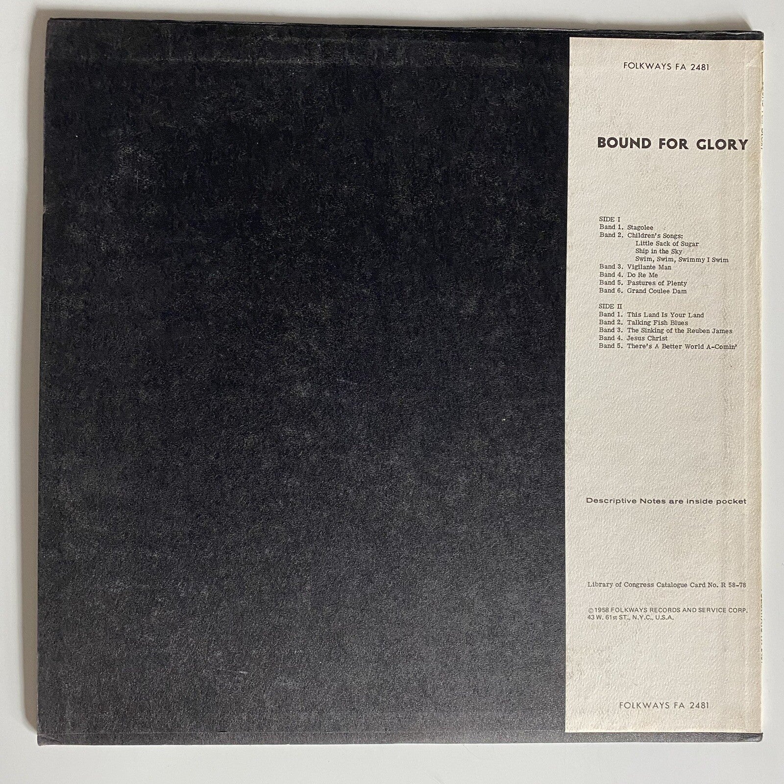 Woody Guthrie BOUND FOR GLORY THE SONGS & STORY Vinyl LP Record VG+