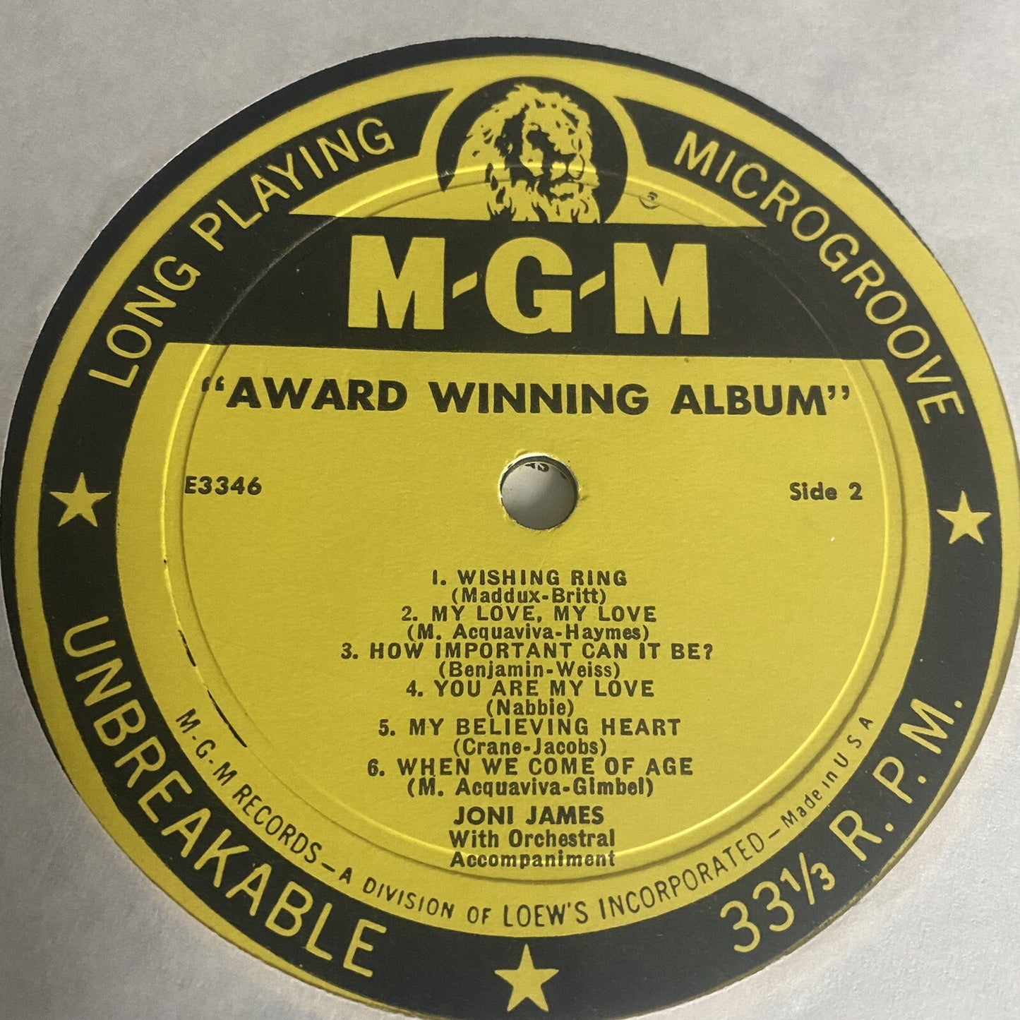 Joni James AWARD WINNING ALBUM Vinyl LP Record VG+