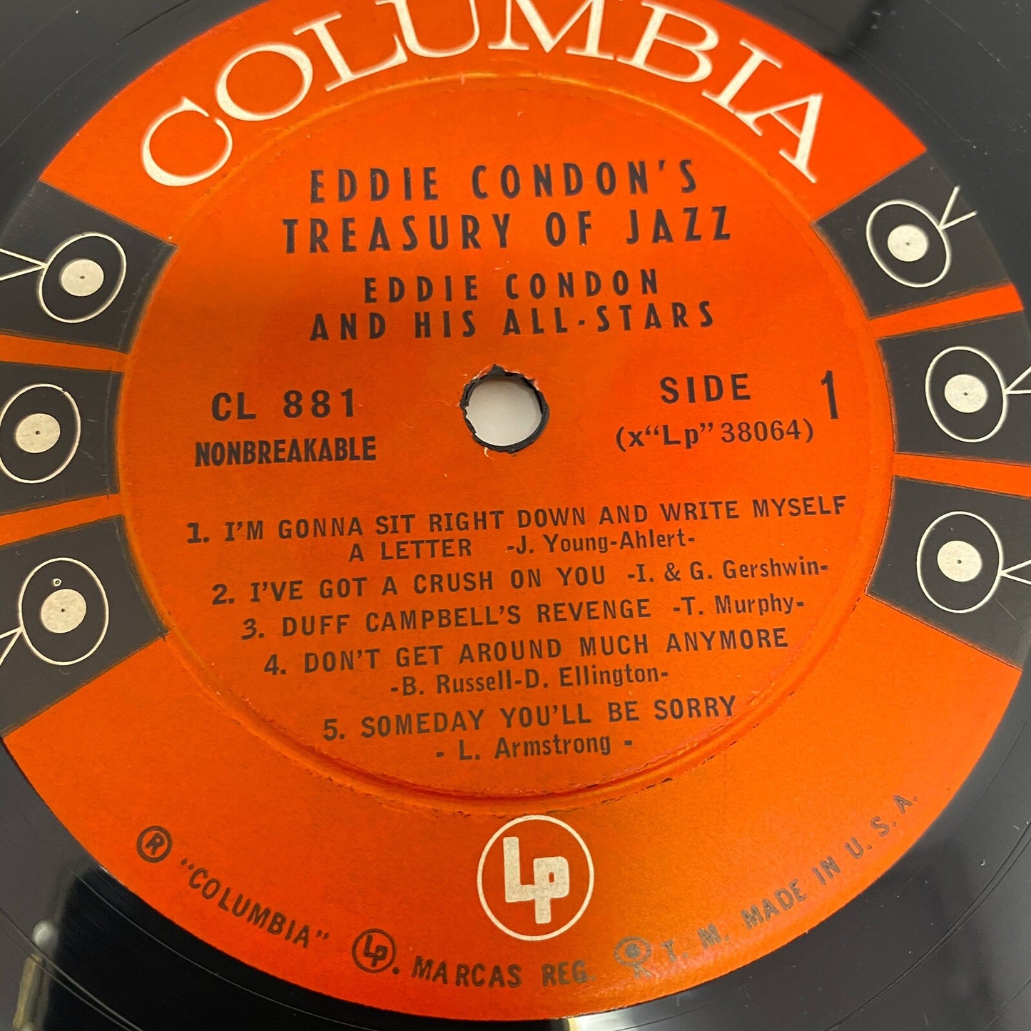 Eddie Condon's TREASURY OF JAZZ Vinyl LP Record Columbia CL 881 6 Eye VG+
