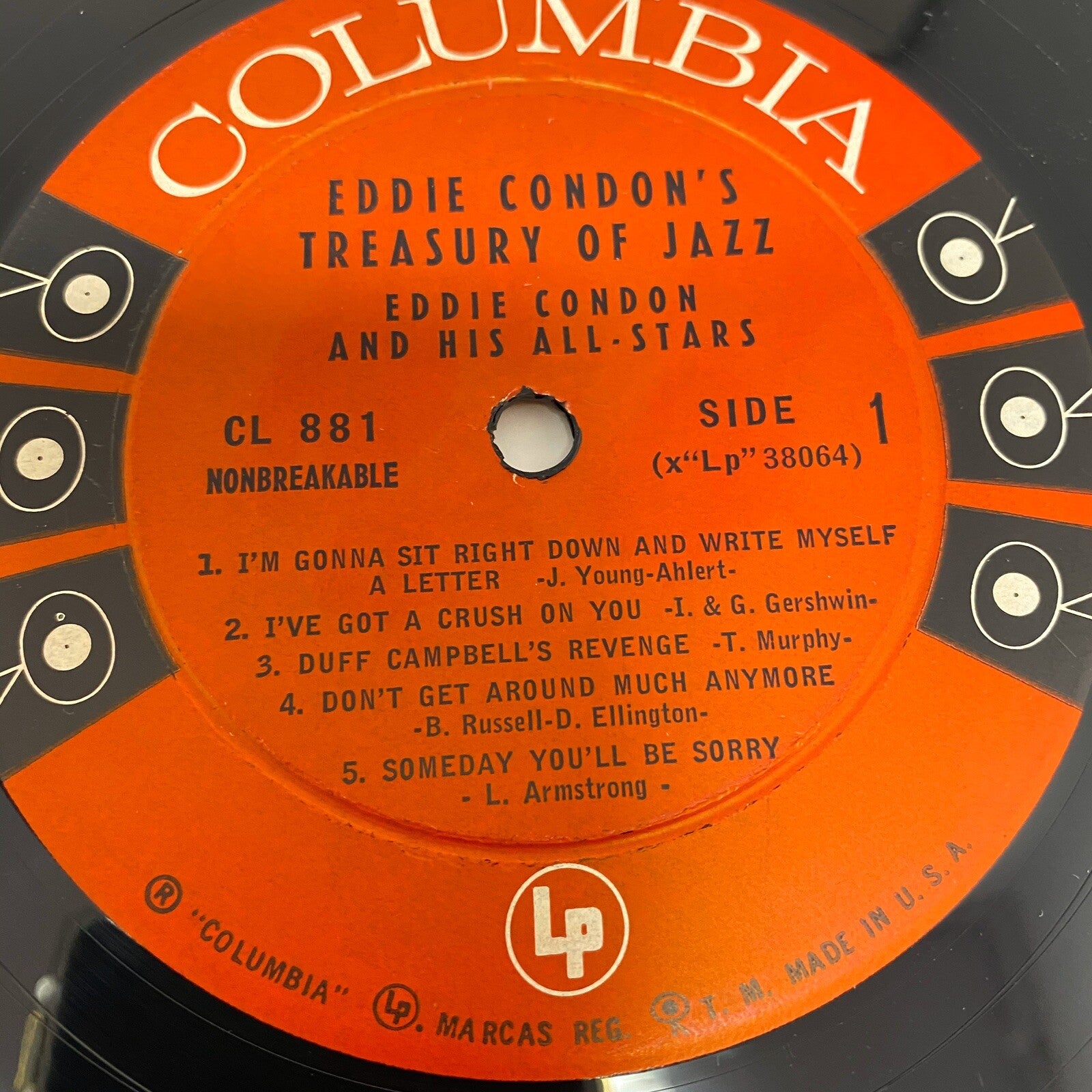 Eddie Condon's TREASURY OF JAZZ Vinyl LP Record Columbia CL 881 6 Eye VG+