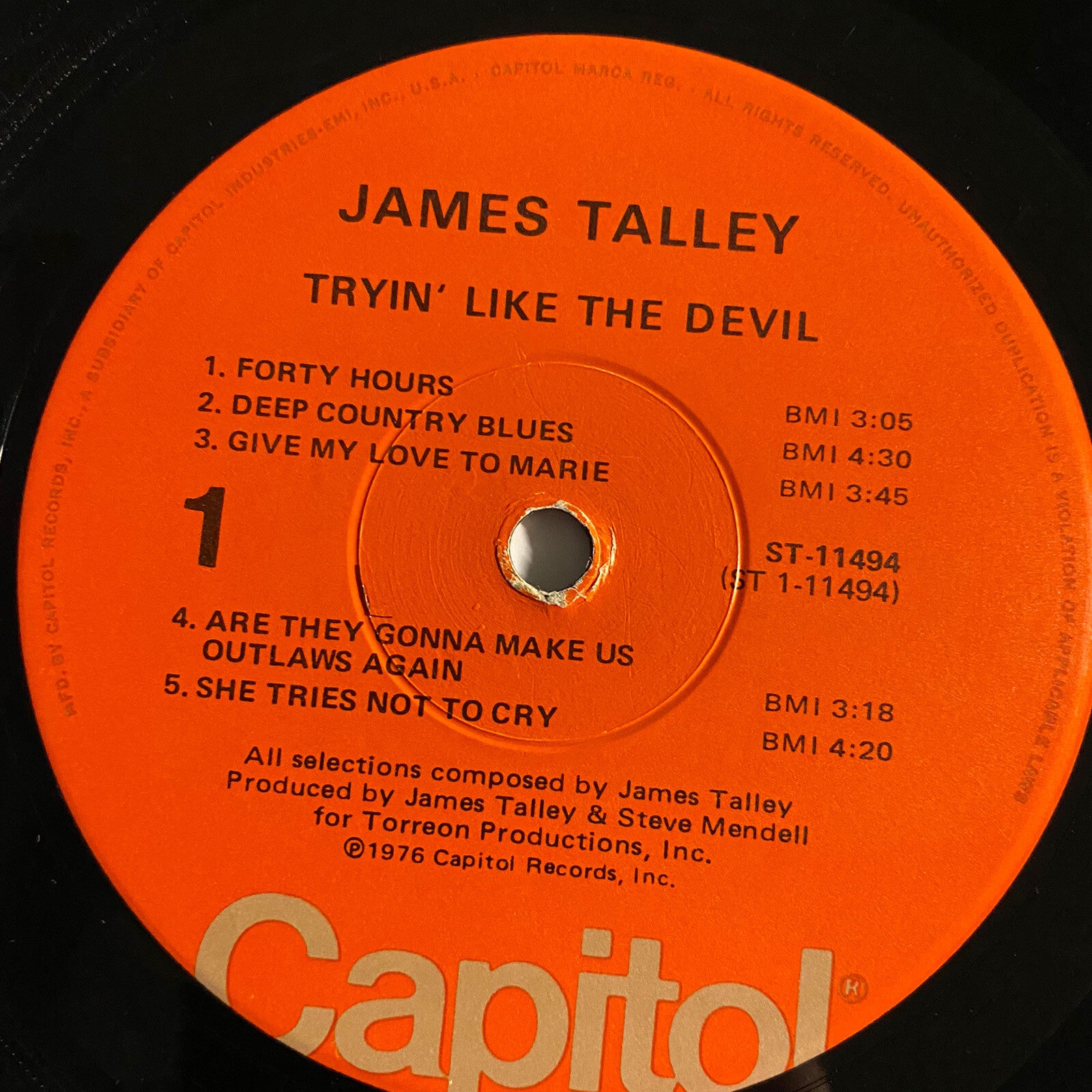 James Talley TRYIN’ LIKE THE DEVIL Vinyl LP Record VG+