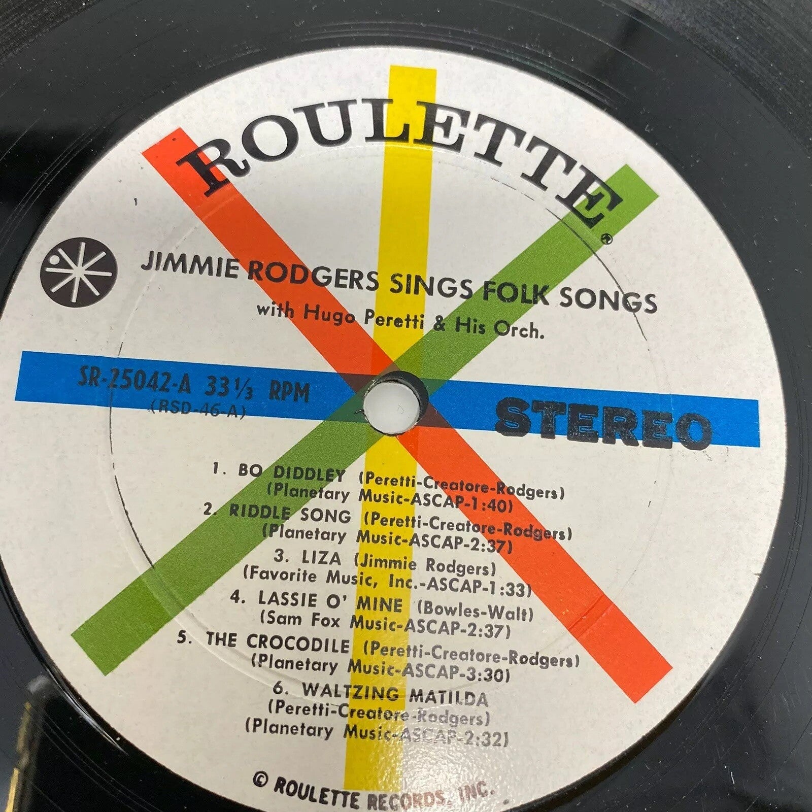 Jimmie Rodgers SINGS FOLK SONGS Vinyl LP Record VG+