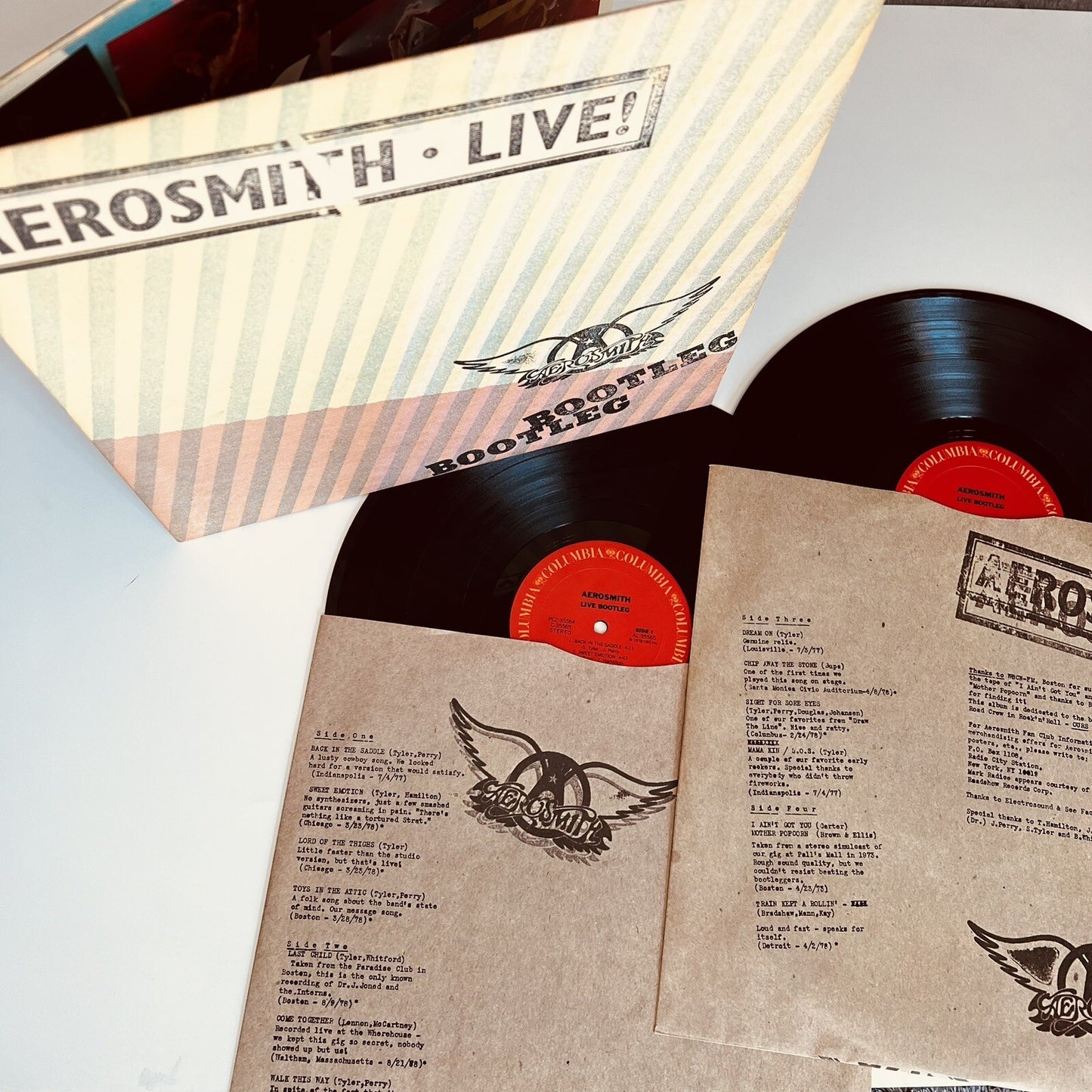 Aerosmith LIVE! BOOTLEG Vinyl 2x LP 1978 VG+