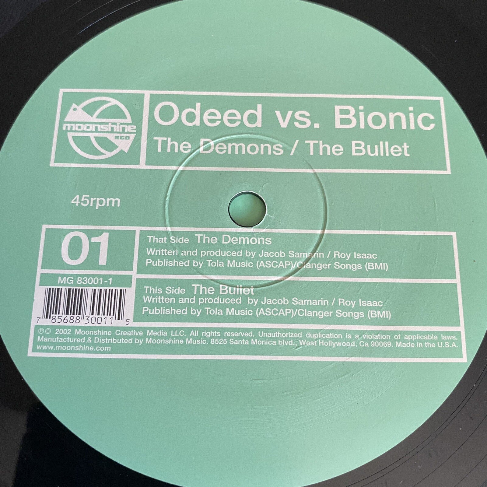 Odeed vs Bionic THE DEMONS/ THE BULLET Vinyl Record 12” ELECTRONIC BREAKS