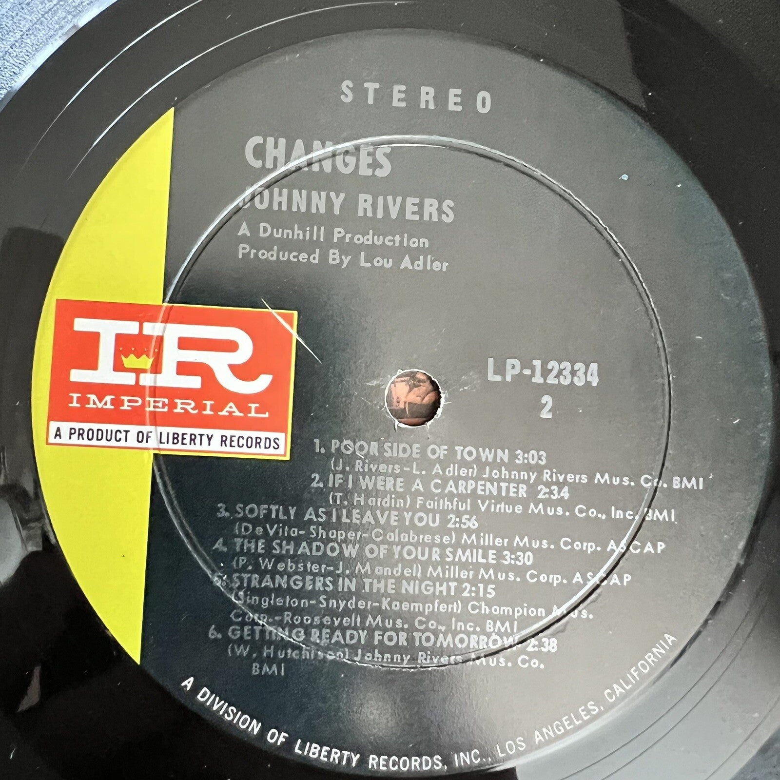 Johnny Rivers CHANGES Vinyl LP Record VG+ IMPERIAL LP-12334