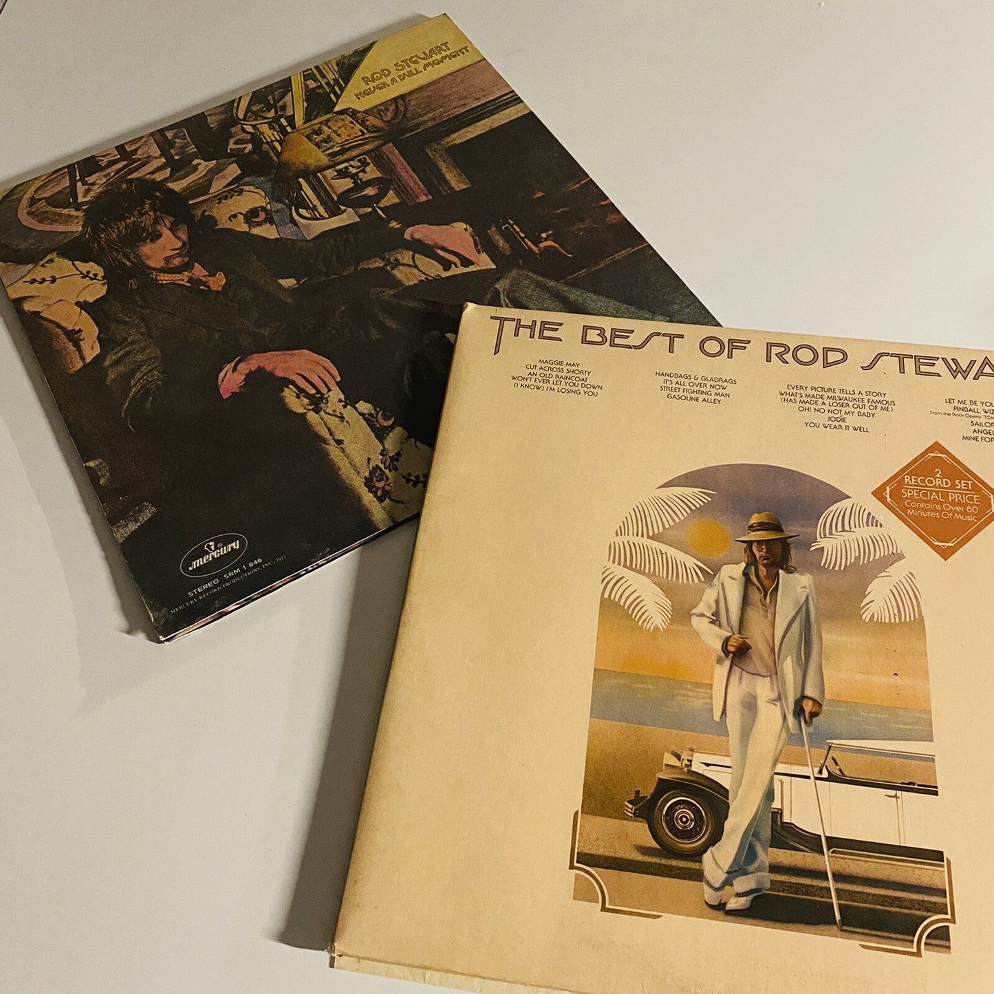 Rod Stewart BEST OF + NEVER A DULL MOMENT Vinyl LP Records VG/VG+