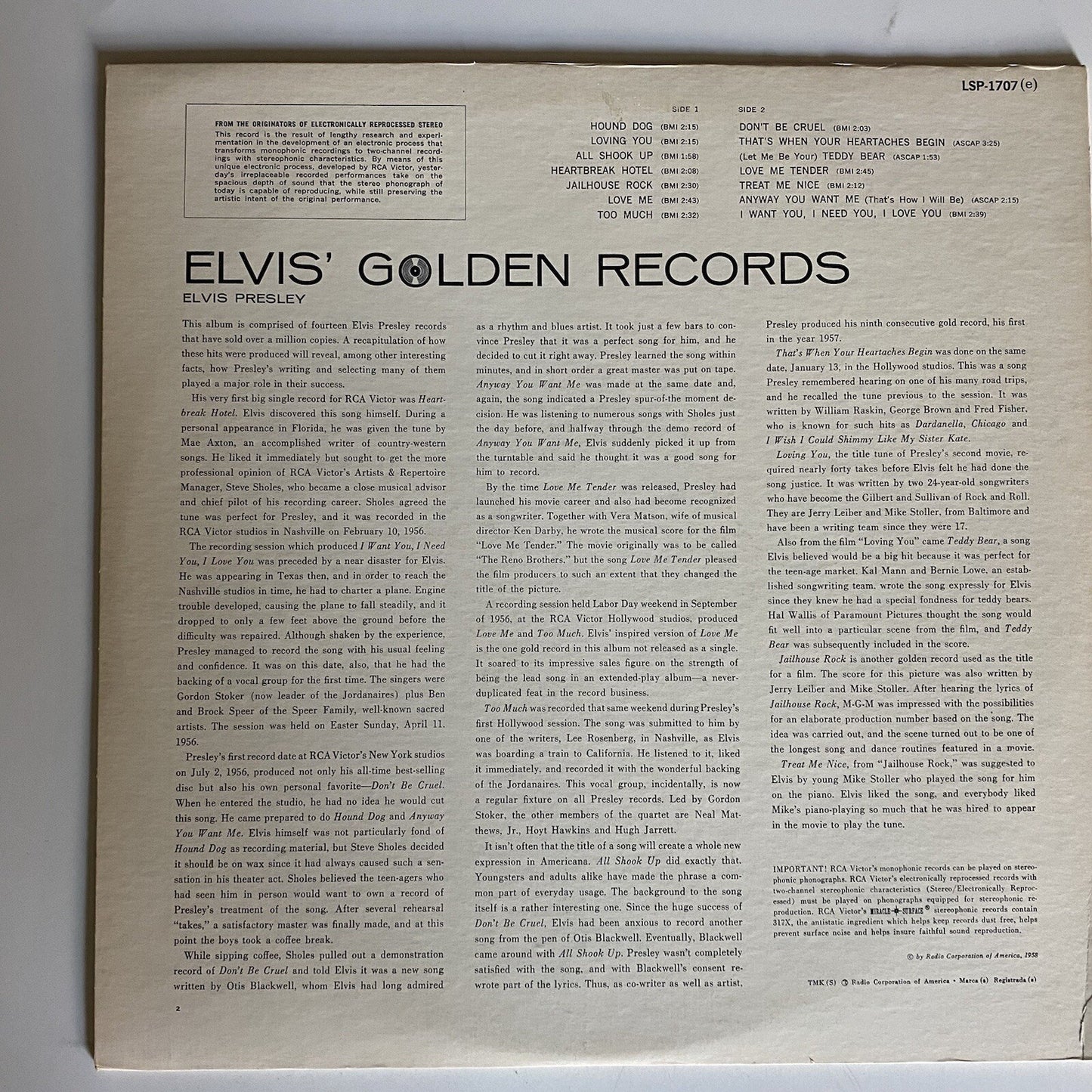 Elvis Presley ELVIS' GOLDEN RECORDS Vinyl LP RECORD Excellent
