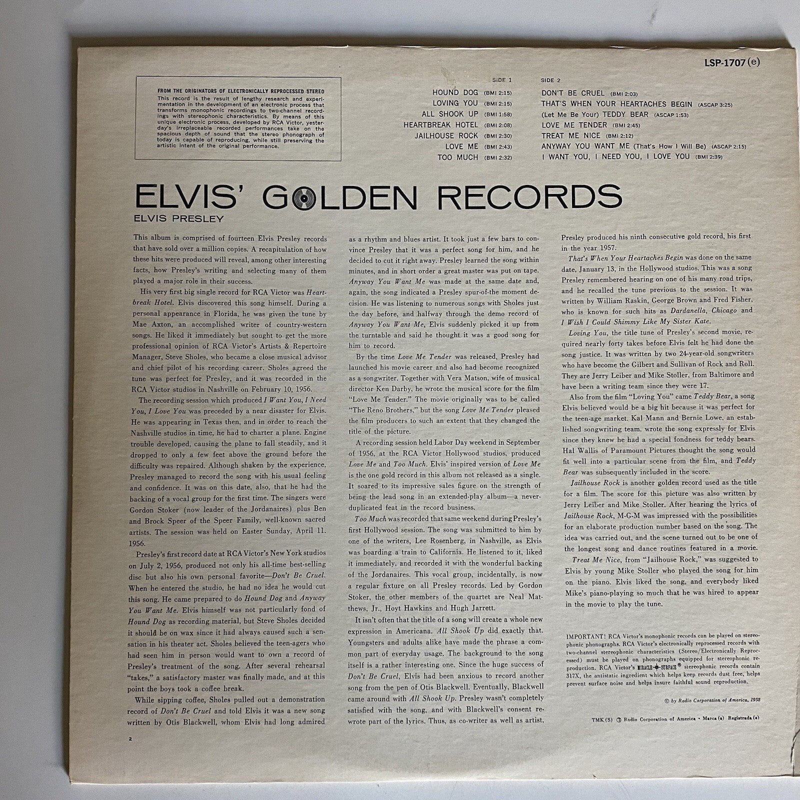 Elvis Presley ELVIS' GOLDEN RECORDS Vinyl LP RECORD Excellent