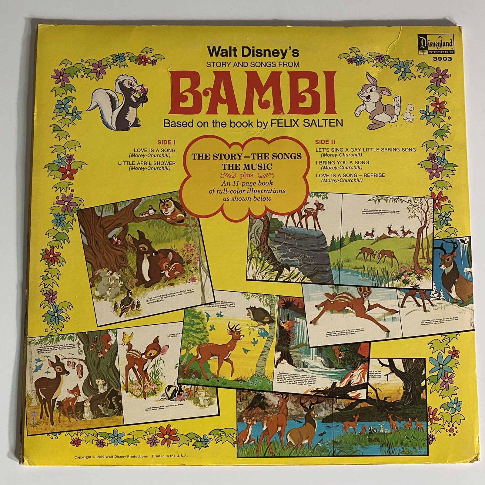 7 Walt Disney Vinyl Record Bundle/Bambi /Alice Wonderland / Pinocchio & more VG+