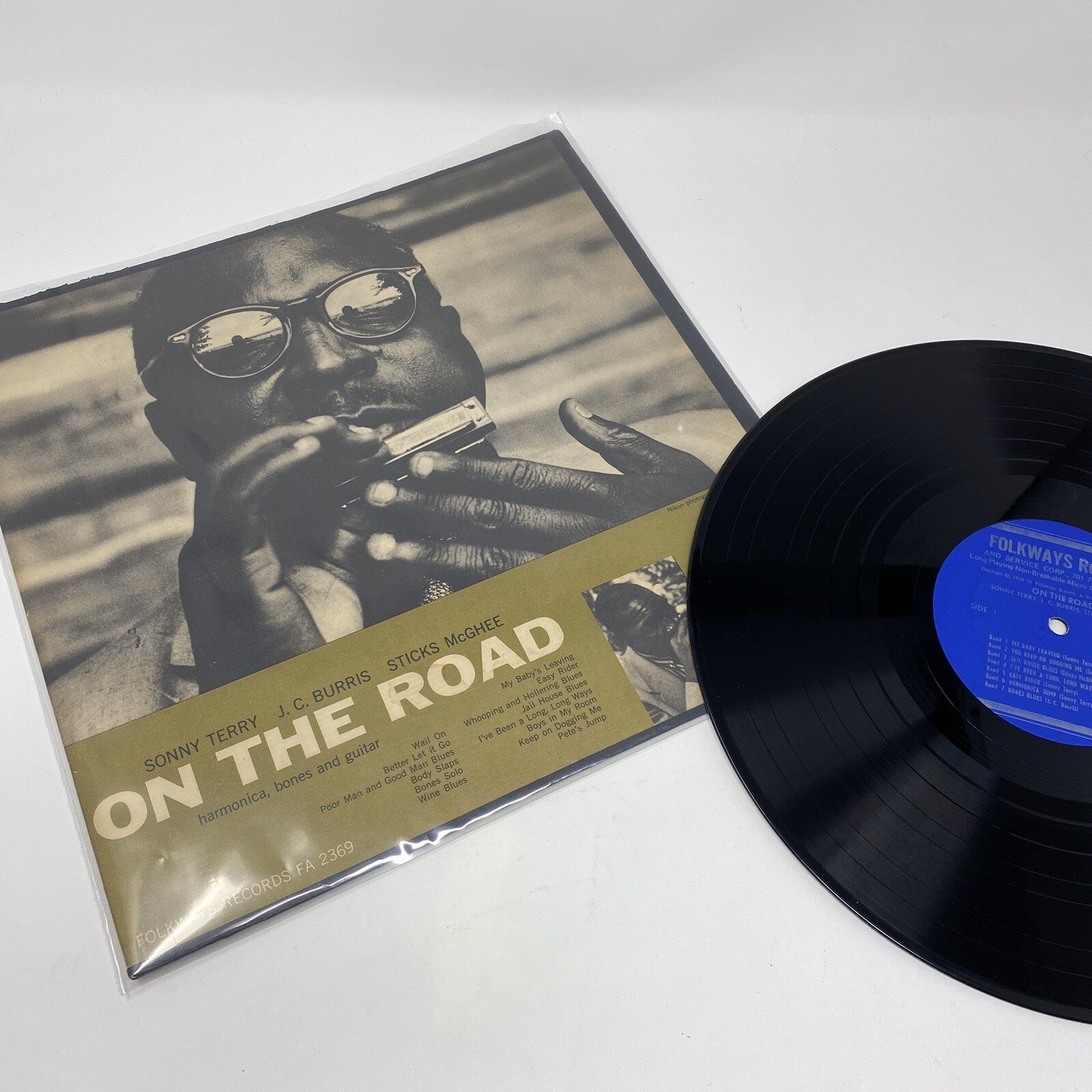 On the Road: Harmonica Bones & Guitar VINYL LP RECORD Blues Folkways