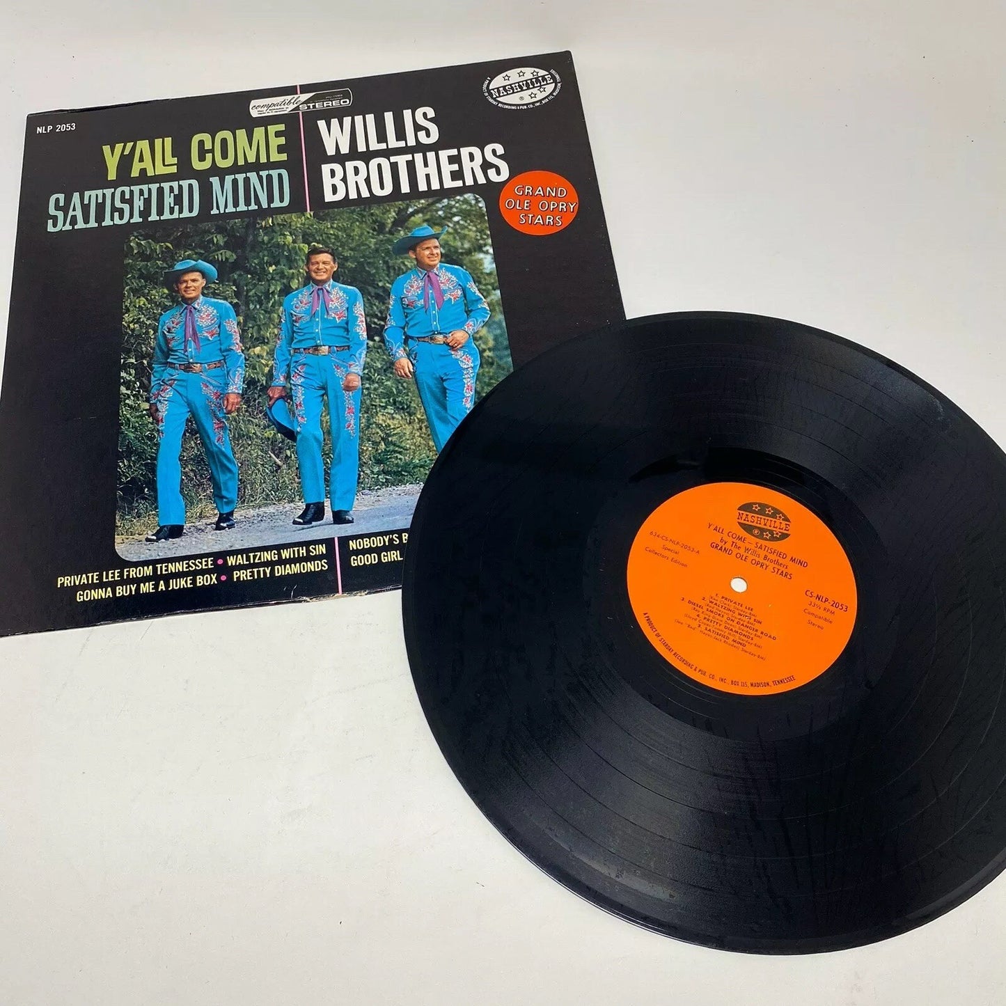 Willis Brothers Y’ALL COME SATISFIED MIND Vinyl LP Record VG