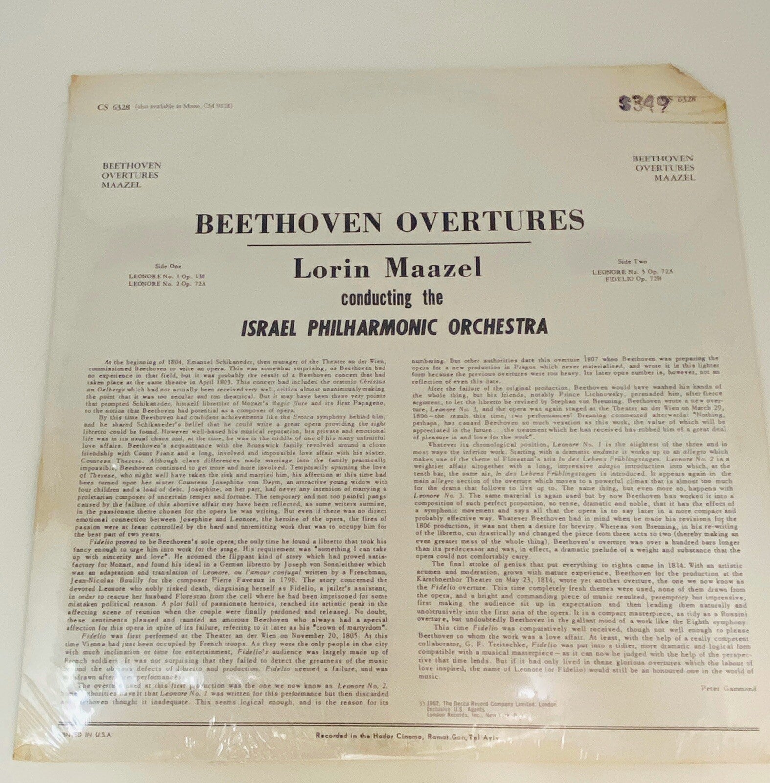 Beethoven Overtures MAAZEL Vinyl LP Record CS 6328 SEALED