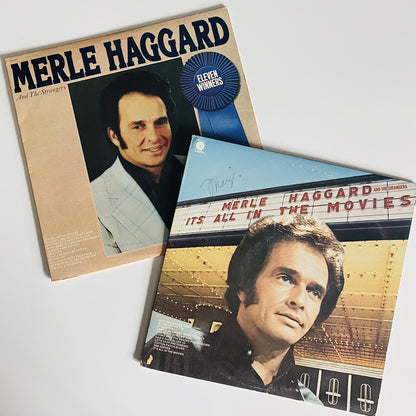 Merle Haggard ELEVEN WINNERS + IT’S ALL IN THE MOVIES Vinyl Record 1977 VG+