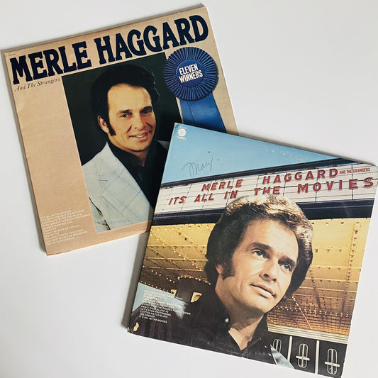 Merle Haggard ELEVEN WINNERS + IT’S ALL IN THE MOVIES Vinyl Record 1977 VG+