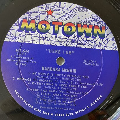 Barbara McNair HERE I AM Vinyl LP Record MOTOWN VG+