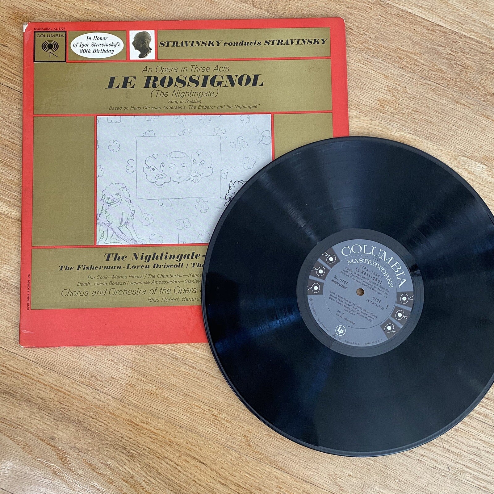 Stravinsky LE ROSSIGNOL The Nightingale  VINYL LP Columbia 3 (6) Eye Mono KL5727