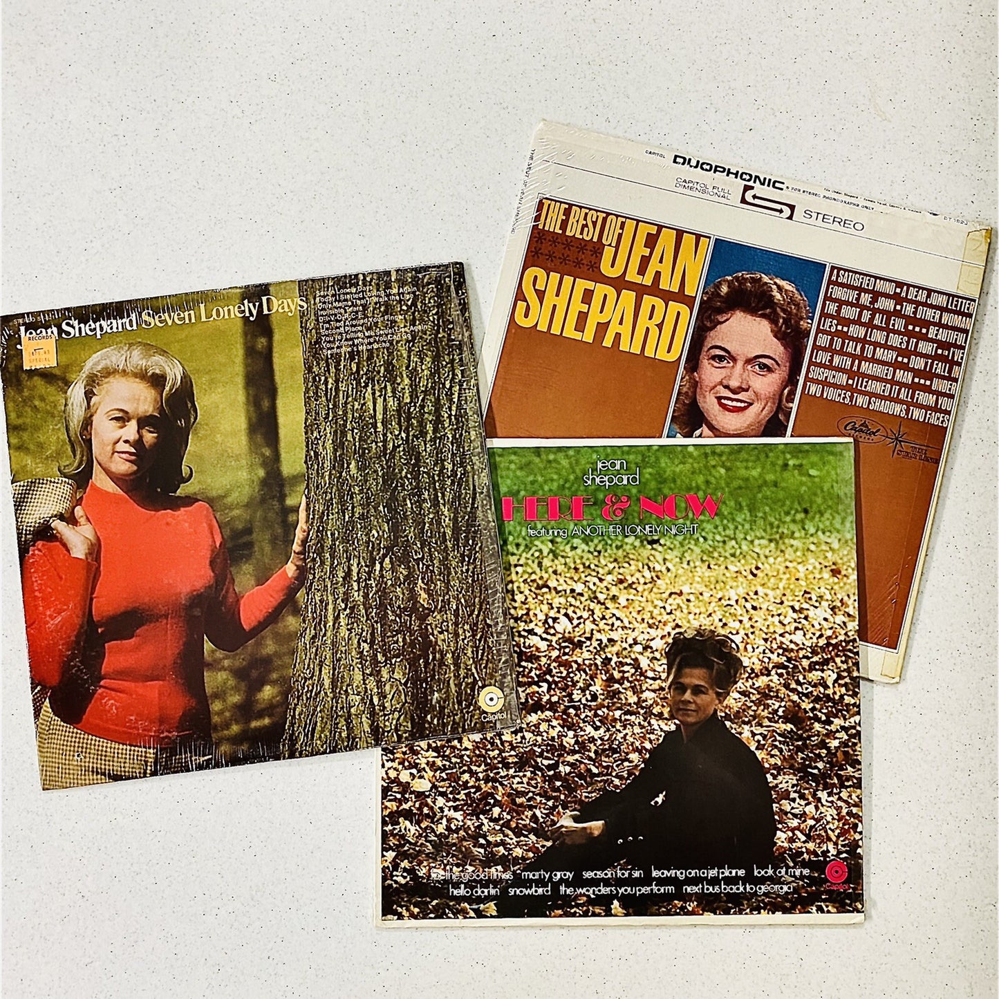 Jean Shepard THE BEST OF + 7 LONELY DAYS + HERE & NOW Vinyl LP Record VG+
