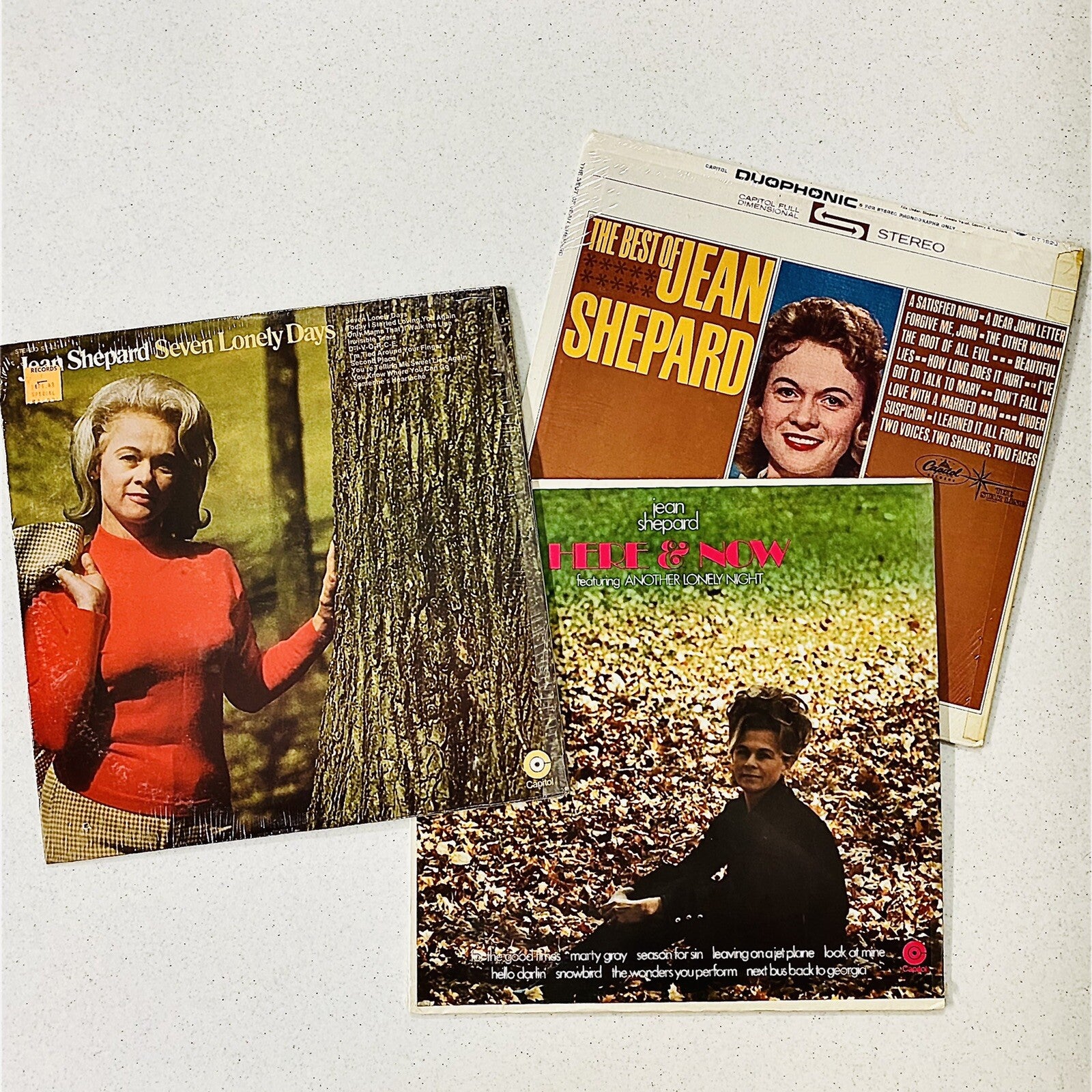 Jean Shepard THE BEST OF + 7 LONELY DAYS + HERE & NOW Vinyl LP Record VG+