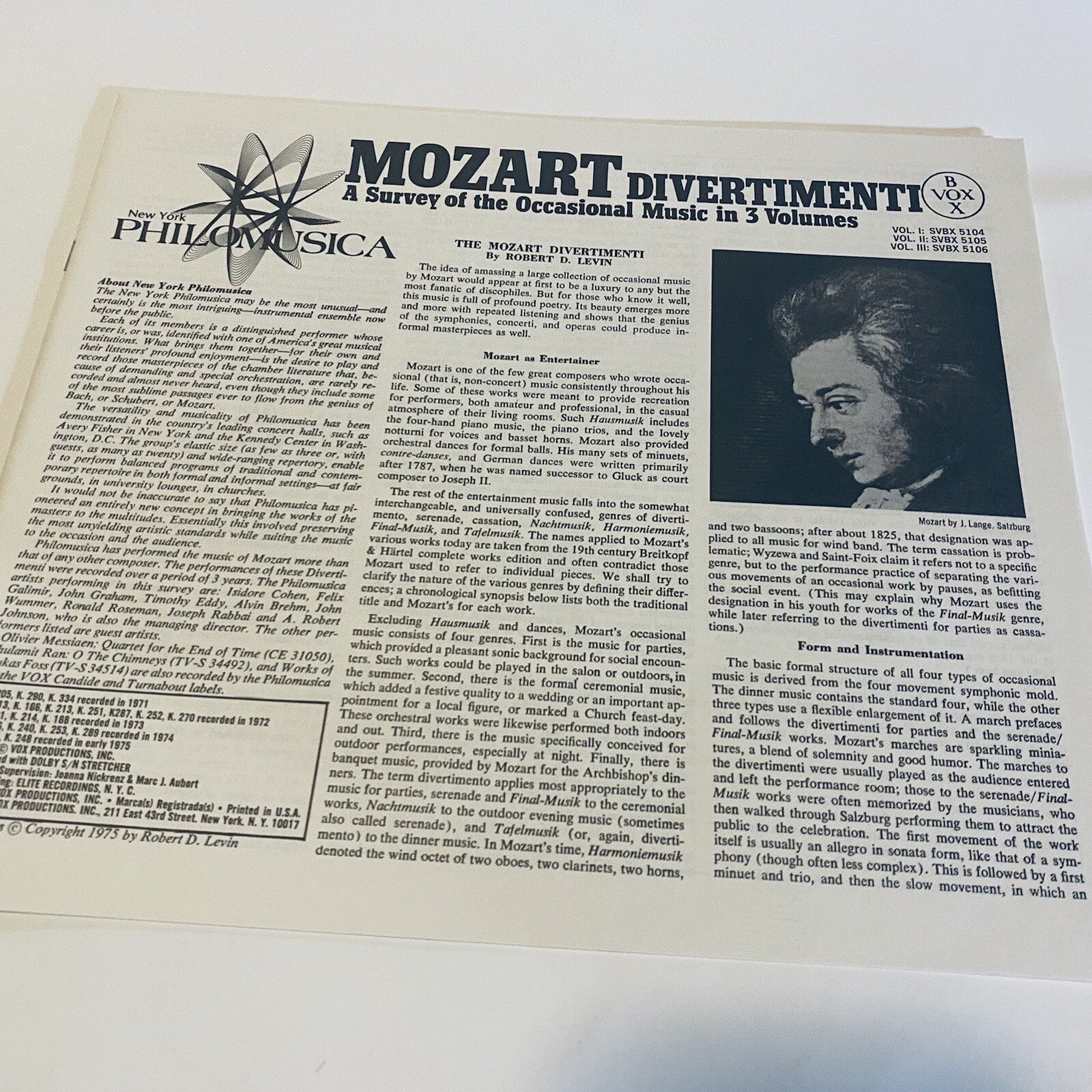Mozart Divertimenti A SURVEY IN 3 VOLUMES Vinyl 3xLP Records VG+