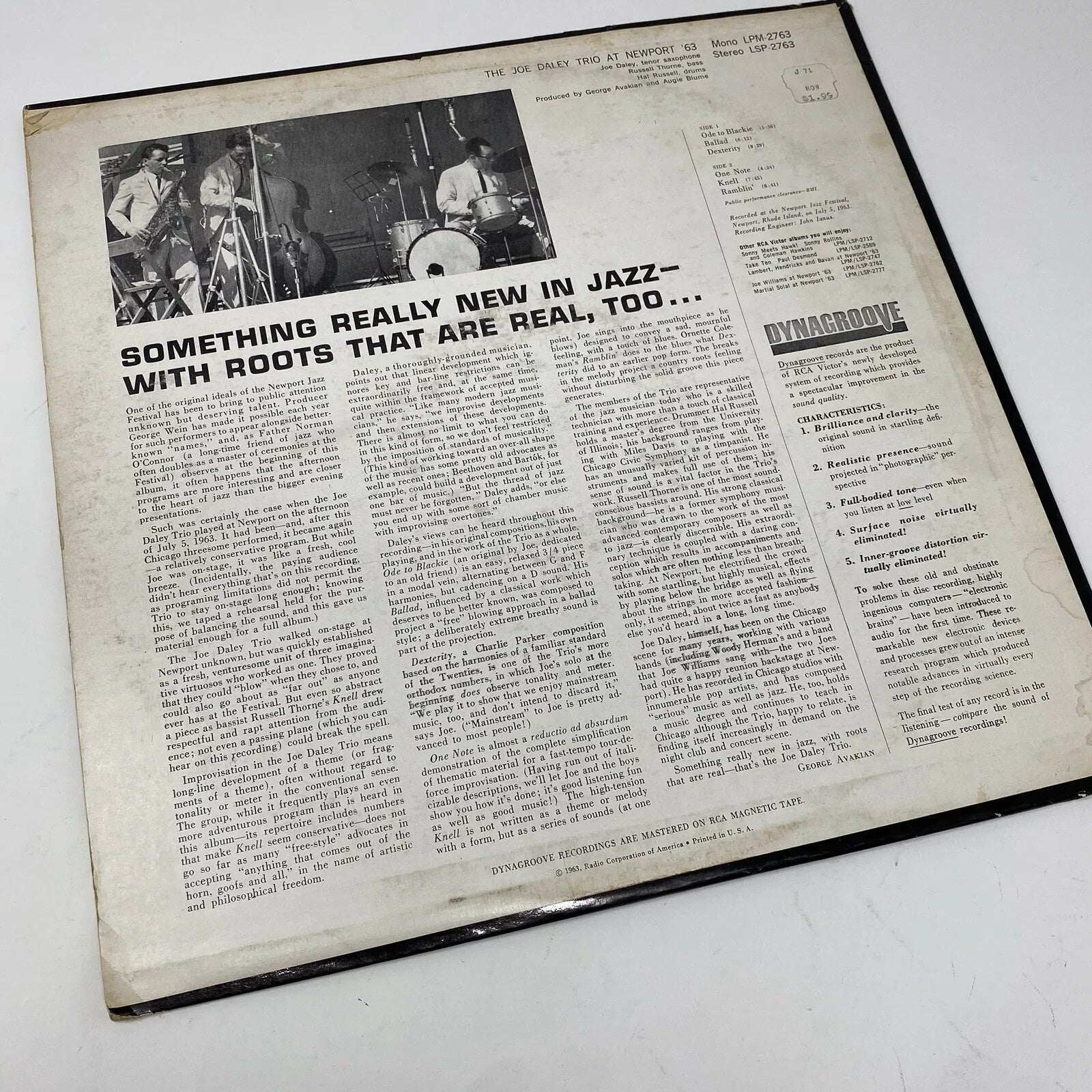 Joe Daley Trio AT NEWPORT ‘63 Vinyl LP Record VG+