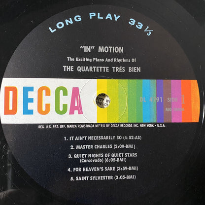The Quartet Tres Bien IN MOTION Vinyl LP Record DECCA- DL 4791 VG+