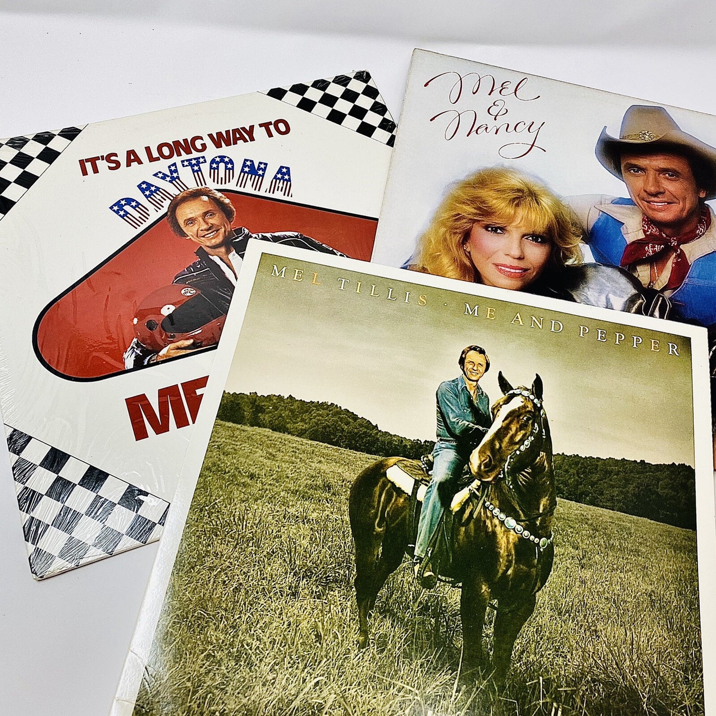 Mel Tillis ME & PEPPER + MEL & NANCY + LONG WAY TO DAYTONA Vinyl LP Bundle VG+