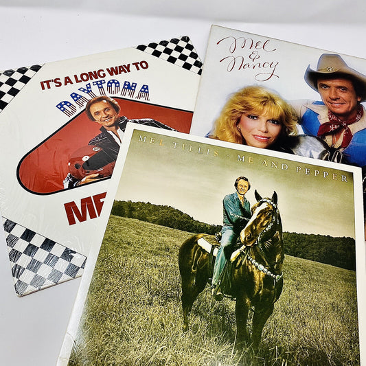 Mel Tillis ME & PEPPER + MEL & NANCY + LONG WAY TO DAYTONA Vinyl LP Bundle VG+