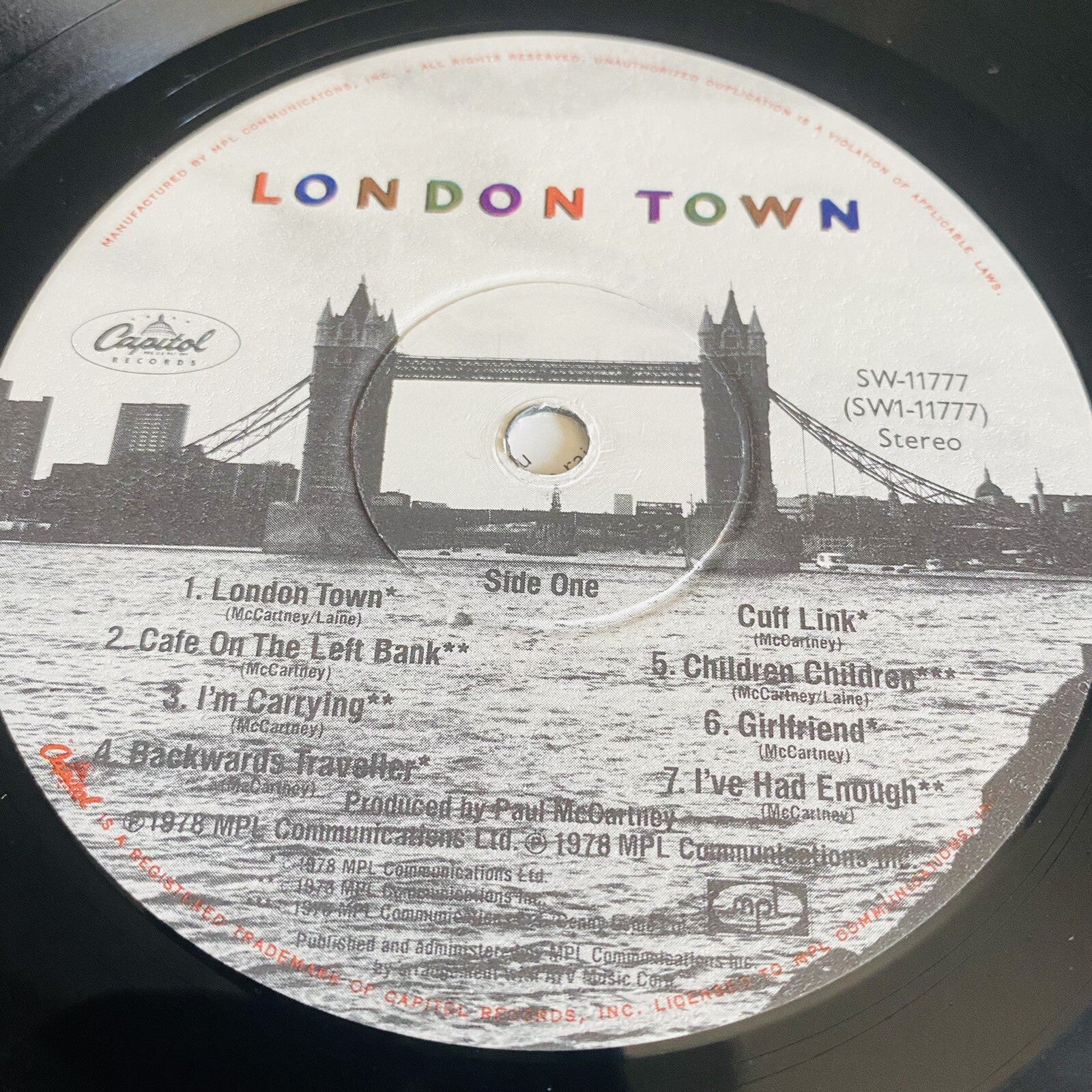 Paul McCartney Wings LONDON TOWNE Vinyl LP Record SW11777 VG+