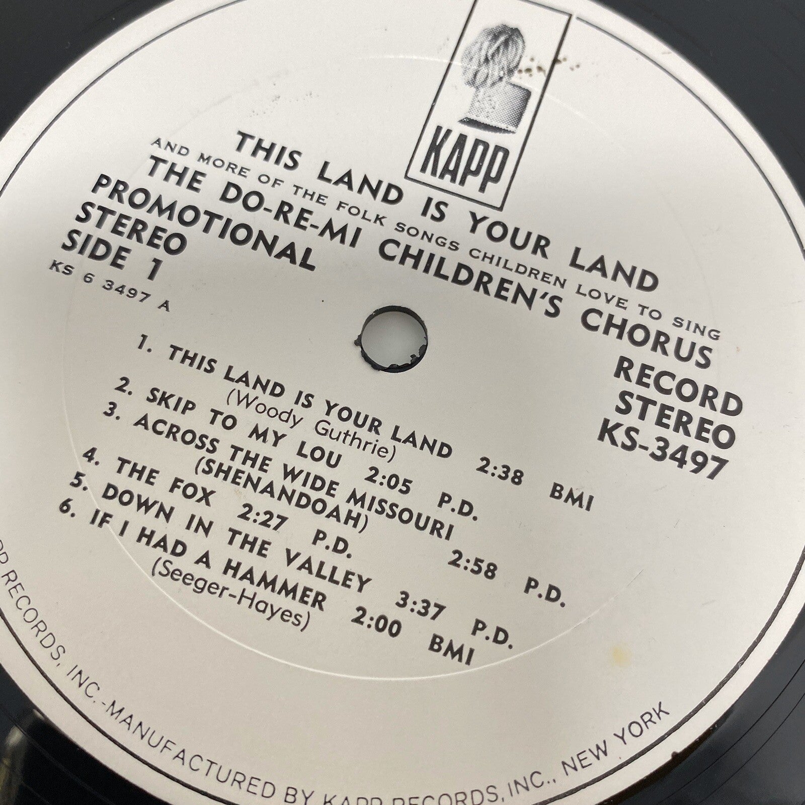 THIS LAND IS YOUR LAND Children’s Folk Songs VInyl LP Record PROMO COPY VG+