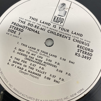 THIS LAND IS YOUR LAND Children’s Folk Songs VInyl LP Record PROMO COPY VG+