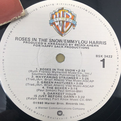 Emmylou Harris ROSES IN THE SNOW Vinyl LP Record VG+ BSK 3422