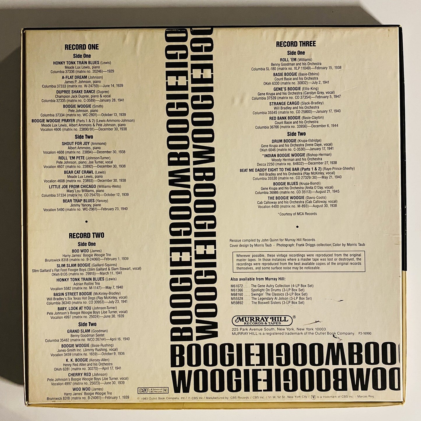 Boogie Woogie-Piano, Small Group & Big Band Classics ‘29-‘47 VINYL 3xLP RECORDS