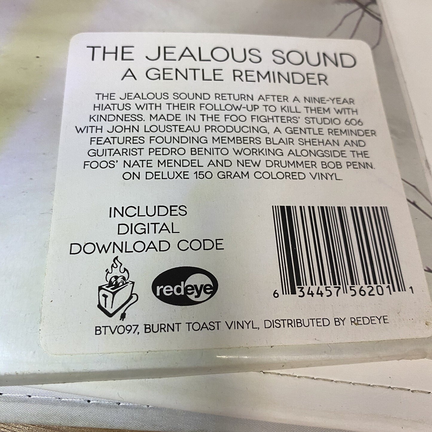 The Jealous Sound A GENTLE REMINDER Color Vinyl LP Record NM