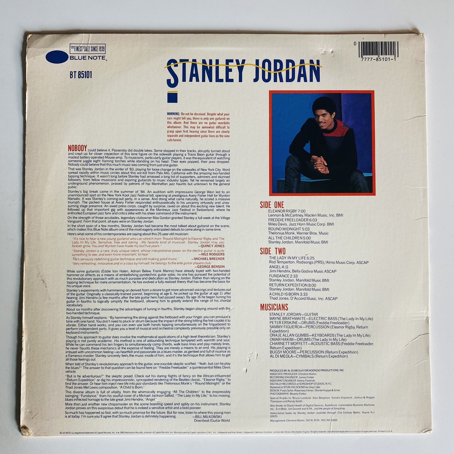 Stanley Jordan MAGIC TOUCH Vinyl LP Record VG+