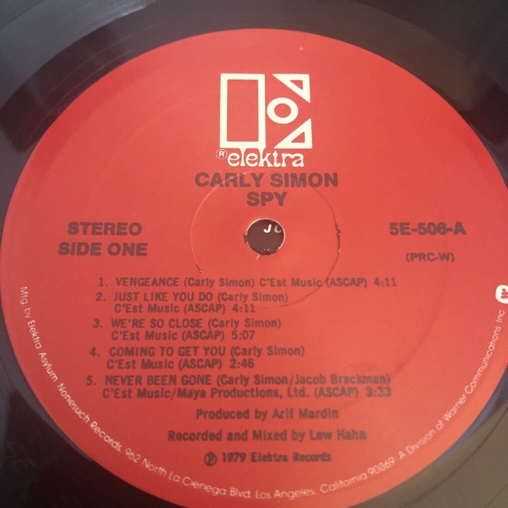 Carly Simon SPY Vinyl Record LP  6E-128  5E-506 VG+ vinyl and sleeve 