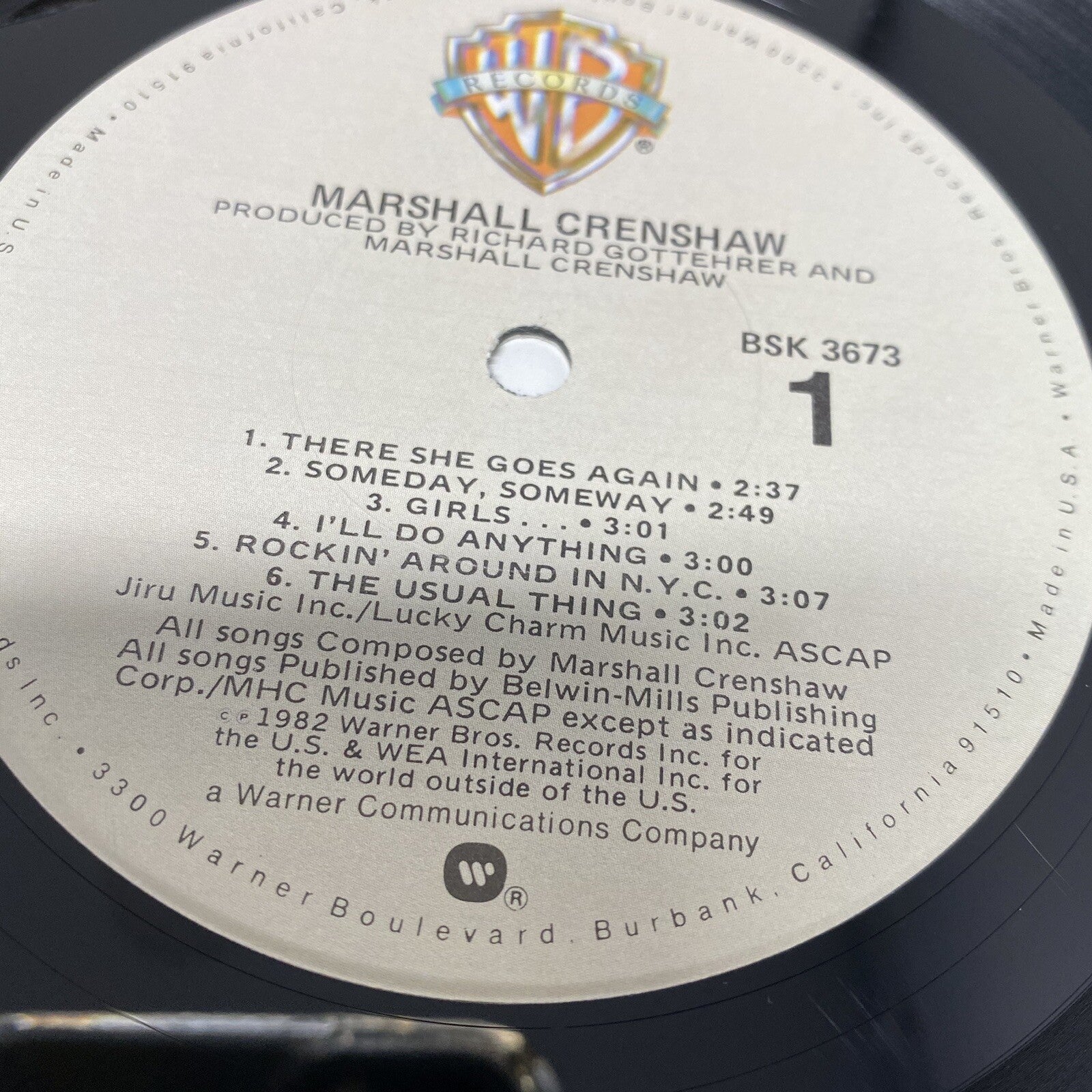 Marshall Crenshaw SELF TITLED Vinyl LP Record Winchester Pressing VG+
