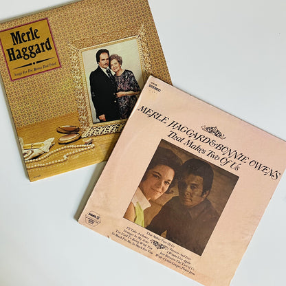 Merle Haggard SONGS FOR THE MAMA… + THAT MAKES TWO OF US Vinyl LP Records VG+