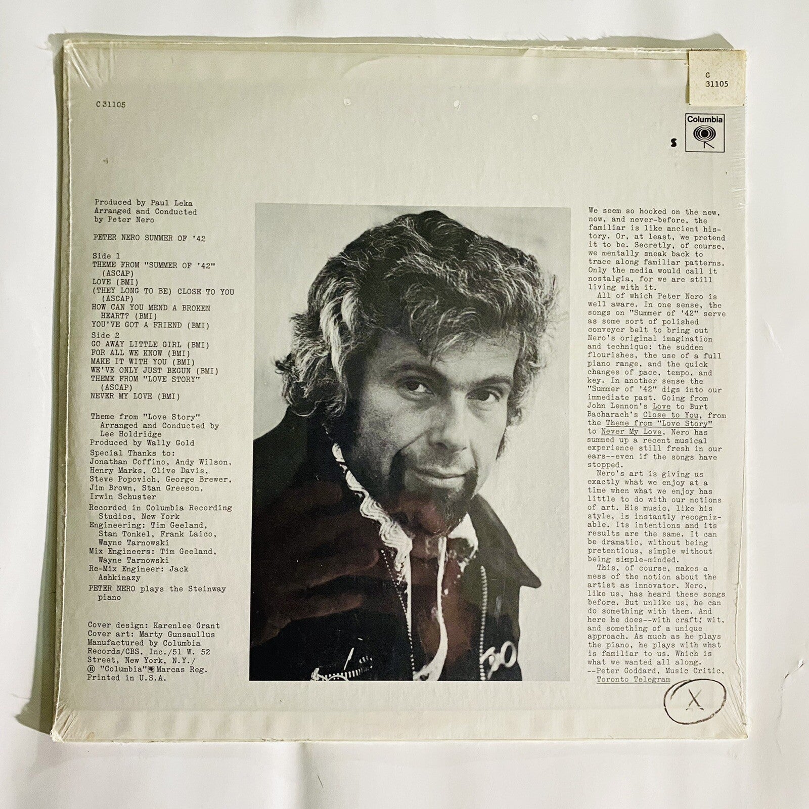 Peter Nero SUMMER OF ‘42 Vinyl LP Record SEALED