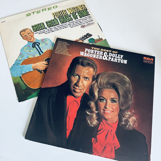 Porter Wagoner Dolly Parton THE BEST OF Vinyl LP Record VG+ & GREEN GREEN GRASS
