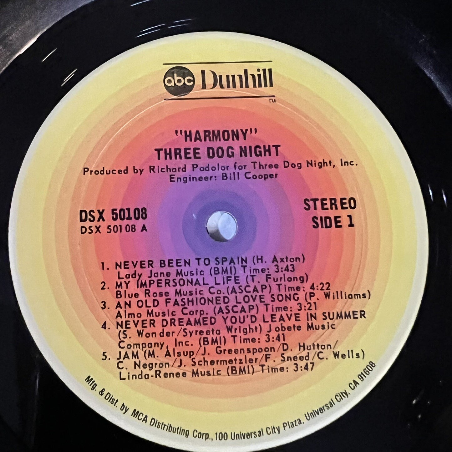 Three Dog Night HARMONY Vinyl LP Record VG+