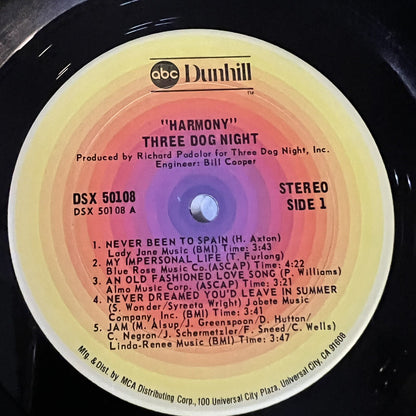 Three Dog Night HARMONY Vinyl LP Record VG+