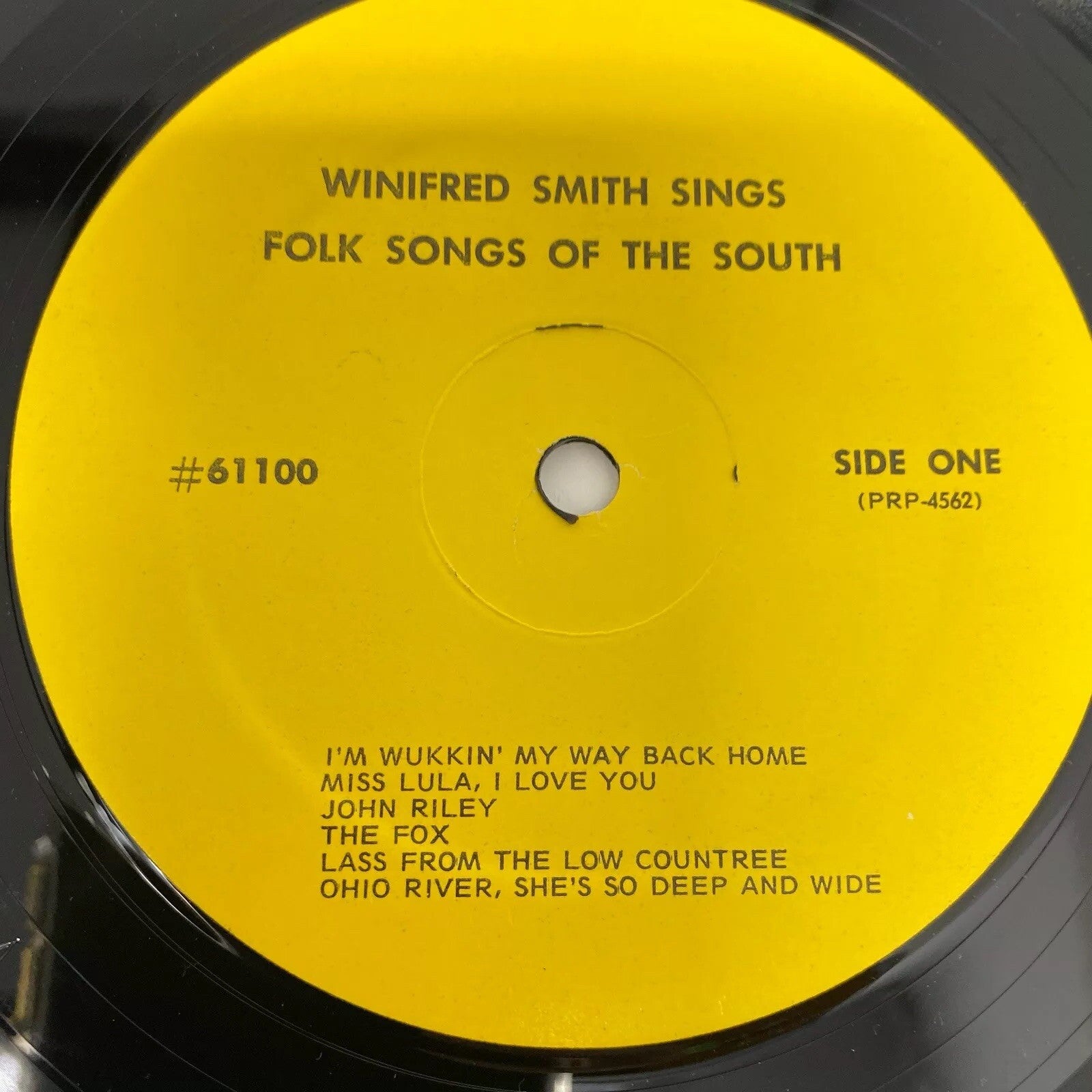 Winifred Smith FOLK SONGS OF THE SOUTH Vinyl LP Record VG+