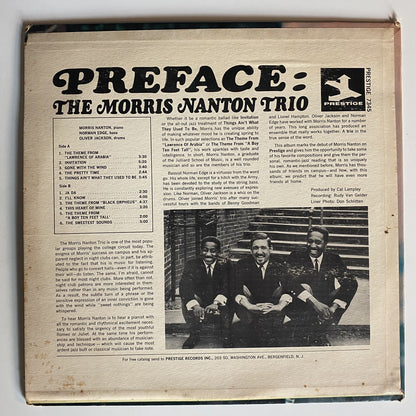 The Morris Nanton Trio PREFACE Vinyl LP Record Prestige PR 7345 VG+