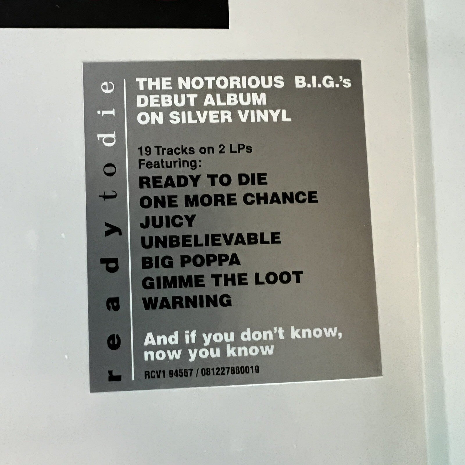 Notorious B.I.G. READY TO DIE Silver Vinyl 2xLP Record SEALED