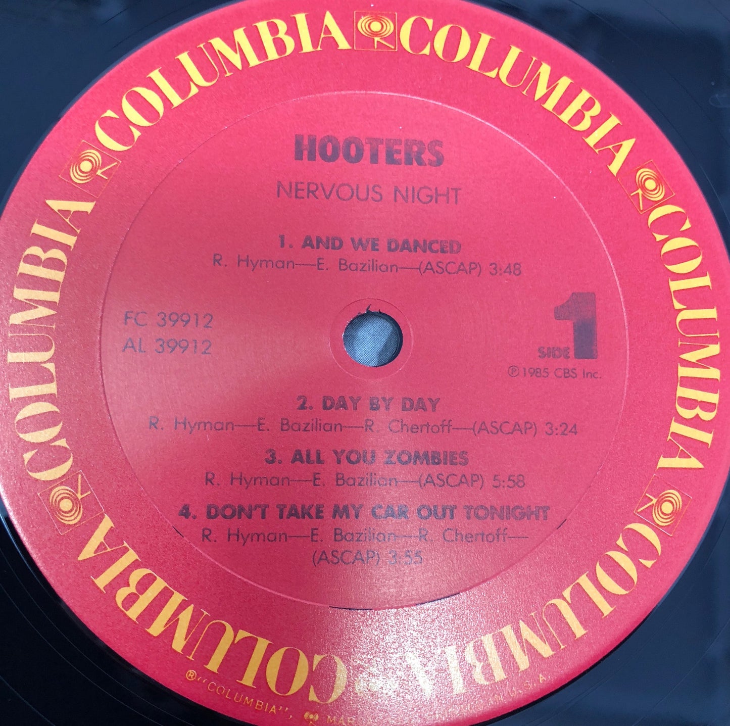 Hooters NERVOUS NIGHT Vinyl LP Record 39912 VG+ 1985 w/Original Inner Sleeve