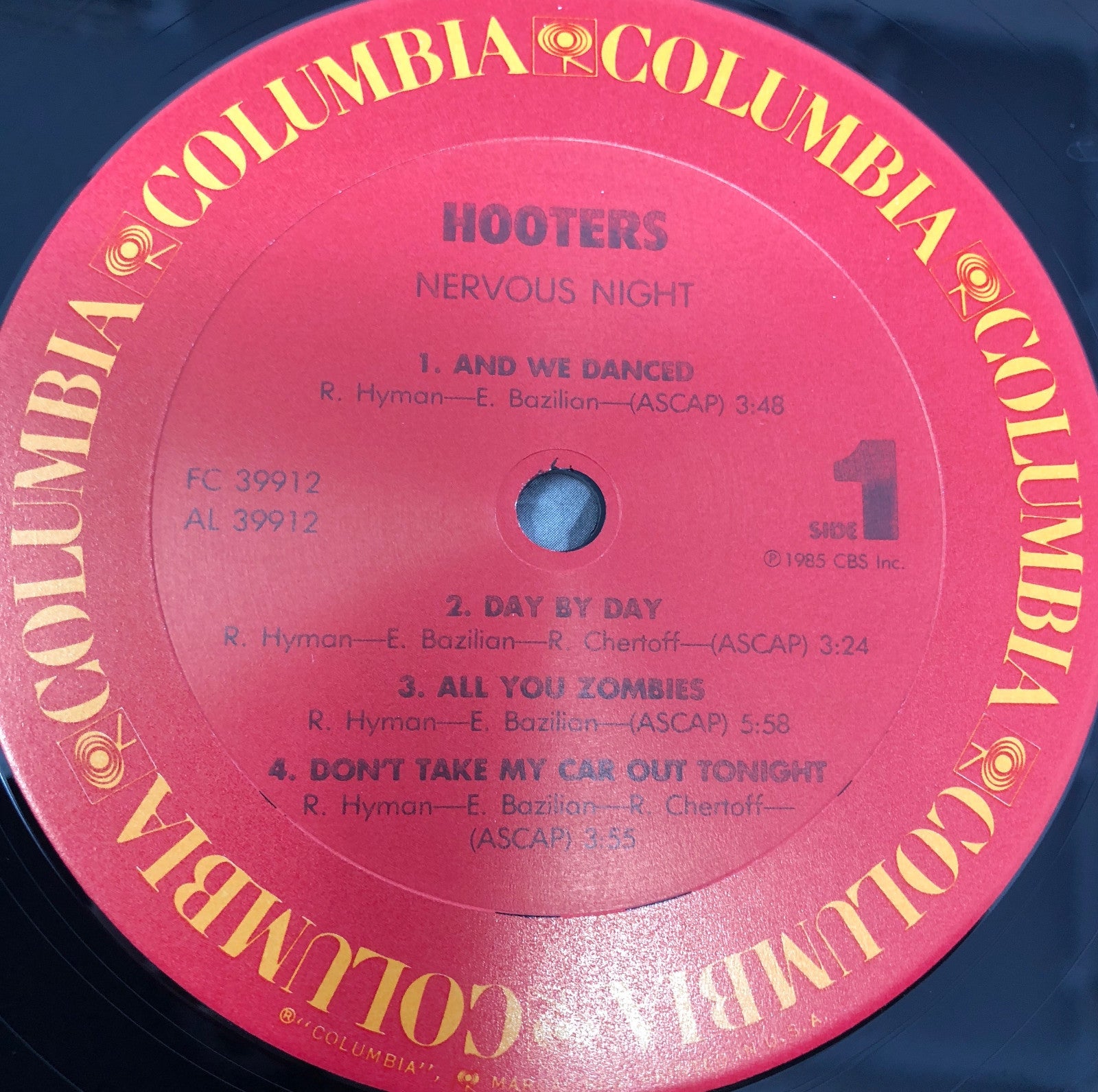 Hooters NERVOUS NIGHT Vinyl LP Record 39912 VG+ 1985 w/Original Inner Sleeve