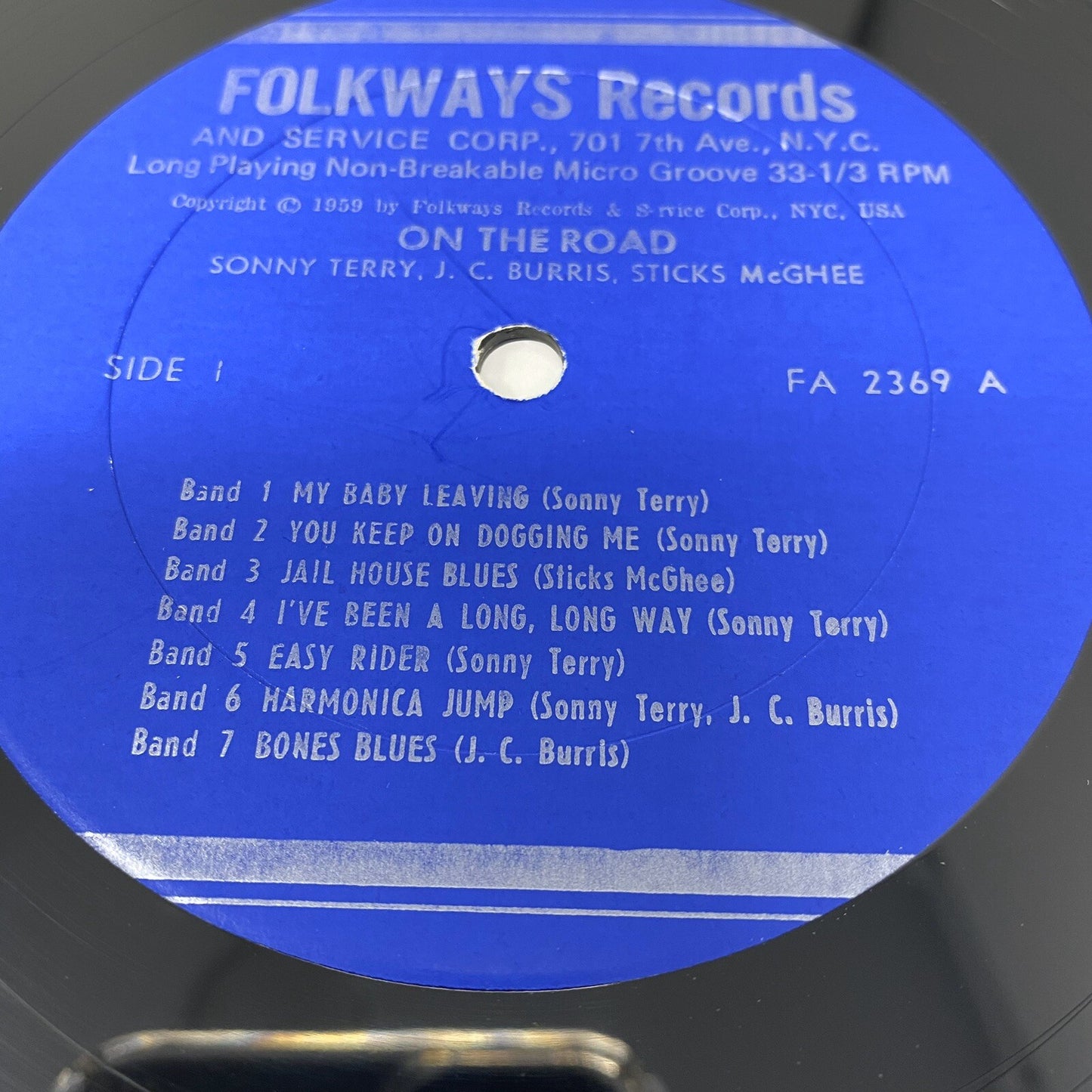 On the Road: Harmonica Bones & Guitar VINYL LP RECORD Blues Folkways